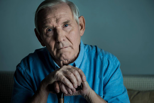 An elderly man who may be at risk for elder financial abuse.